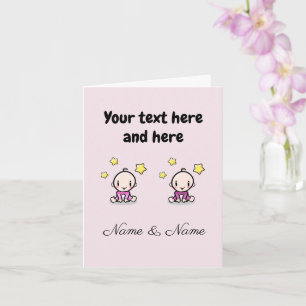 Custom Twin Baby Girls Congratulations w. Names,  Card