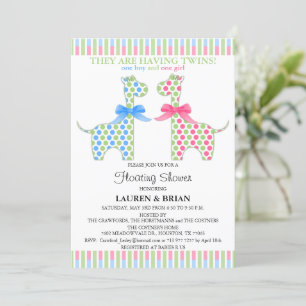 Custom Twin Giraffe Floating Baby Shower Invitation