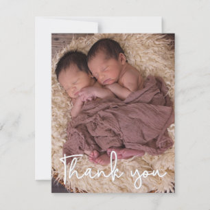 Custom Twin Newborn photo Baby shower thank you