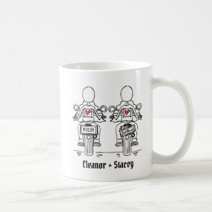 Custom Two Brides Biker Motorcycle Wedding Coffee Mug