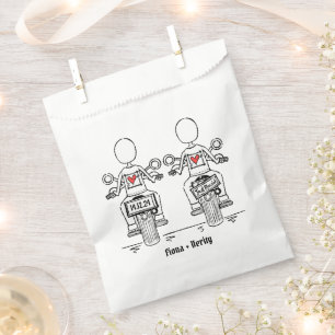 Custom Two Brides Biker Motorcycle Wedding Favour Bags