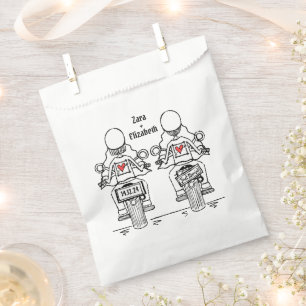 Custom Two Brides Biker Motorcycle Wedding Favour Bags