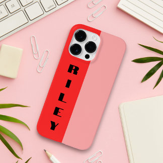 Custom Two Colour Block Rose Blush Red Big Name Case-Mate iPhone 14 Pro Max Case