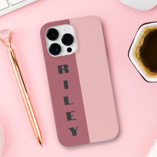 Custom Two Colour Block Rose Gold Blush Big Name Case-Mate iPhone 14 Pro Max Case