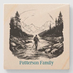 Custom Two Colour Trout Fishing  Stone Coaster