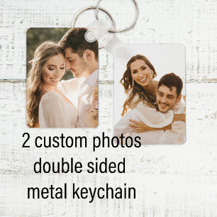 Custom two couple photo double sided aluminium key ring