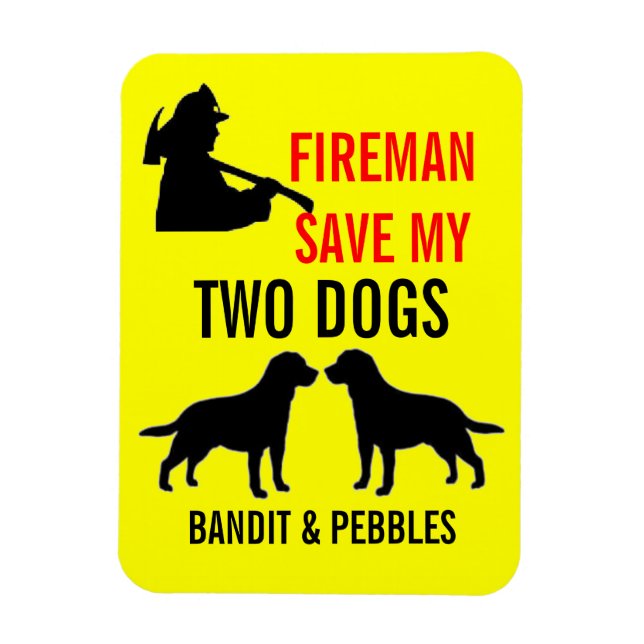 Custom Two Dog Fire Safety Magnet (Vertical)