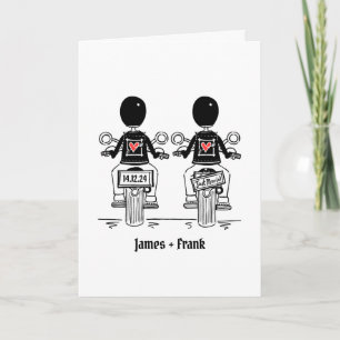 Custom Two Grooms Biker Motorcycle Evening Wedding Invitation