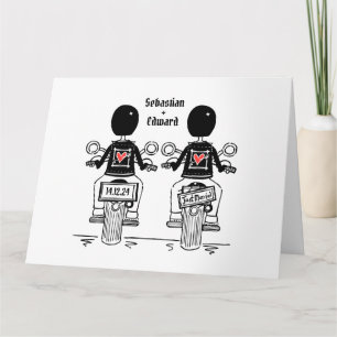 Custom Two Grooms Biker Motorcycle Wedding Card