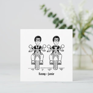 Custom Two Grooms Biker Motorcycle Wedding Invitation