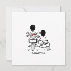 Custom Two Grooms Motorbike and Sidecar Evening Invitation