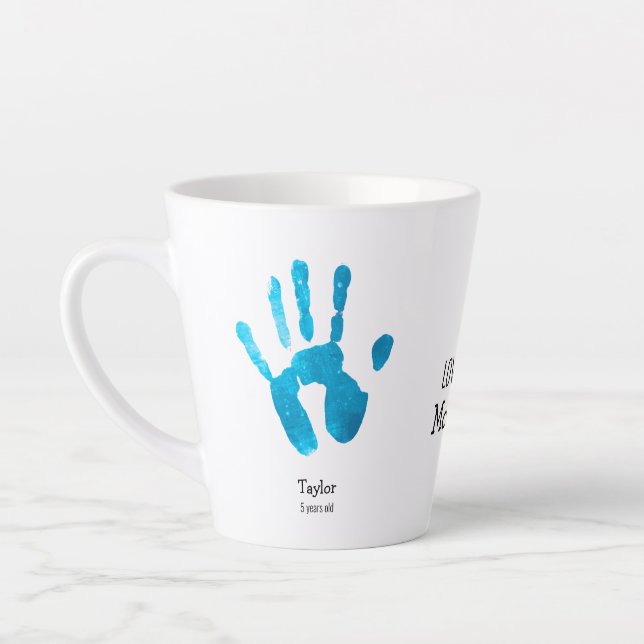 Custom Two handprints We love you, Mommy!  Latte Mug (Left)