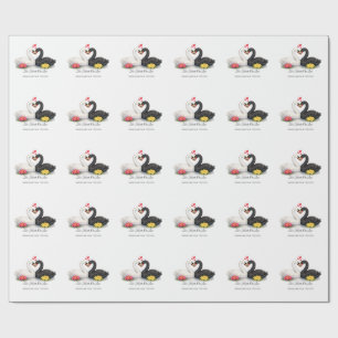 Custom Two Hearts One Love Swans Wedding Wrapping Paper