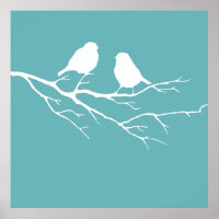 Custom Two Little White Sparrow Birds Silhouette