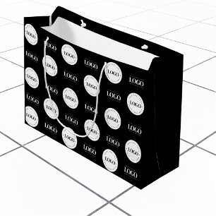 Custom Two Logo Step and Repeat Business Colmpany  Large Gift Bag