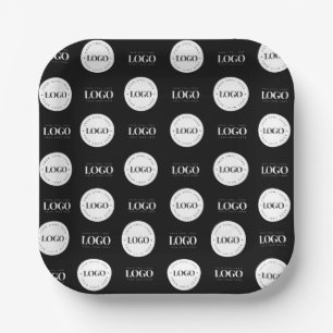 Custom Two Logo Step and Repeat Business Company Paper Plate