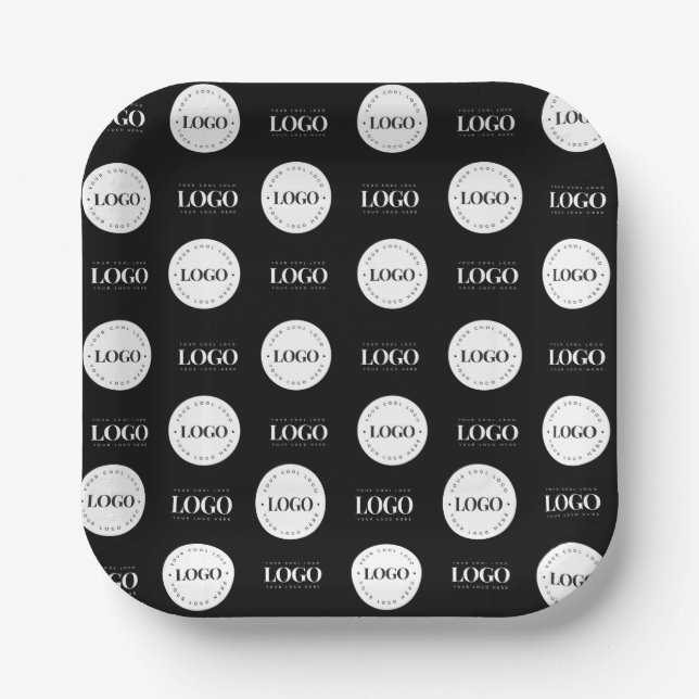 Custom Two Logo Step and Repeat Business Company Paper Plate (Front)