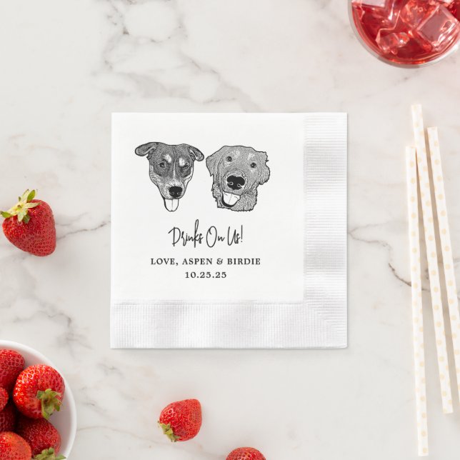 Custom Two Pet Cocktail Napkins Wedding (Insitu)