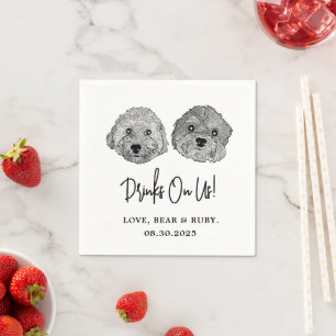 Custom Two Pet Cocktail Napkins Wedding