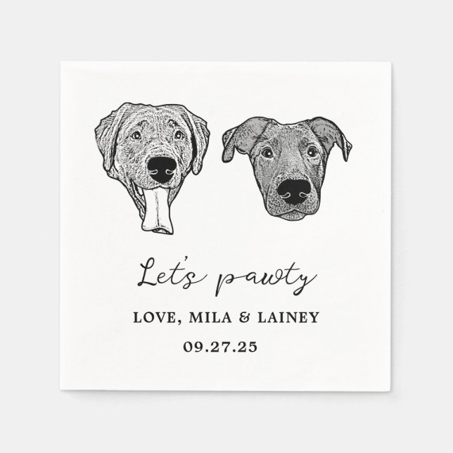 Custom Two Pet Cocktail Napkins Wedding (Front)
