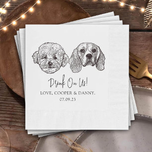 Custom Two Pet Cocktail Napkins Wedding