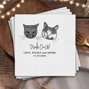 Custom Two Pet Cocktail Napkins Wedding
