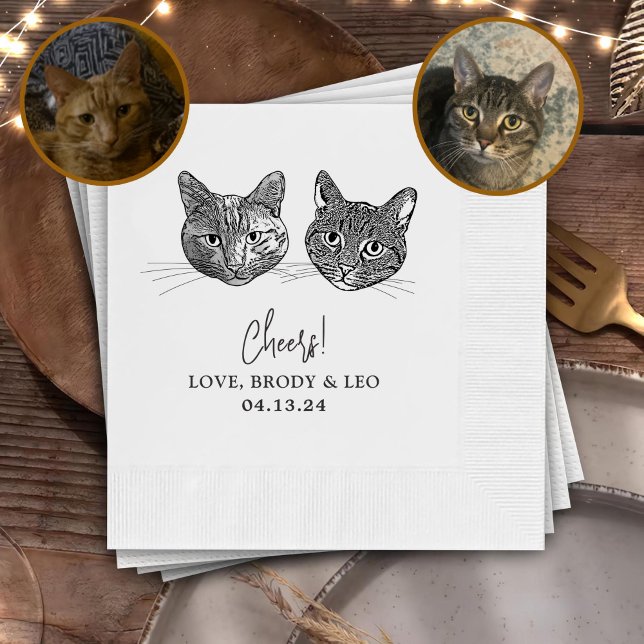 Custom Two Pet Cocktail Napkins Wedding (Creator Uploaded)