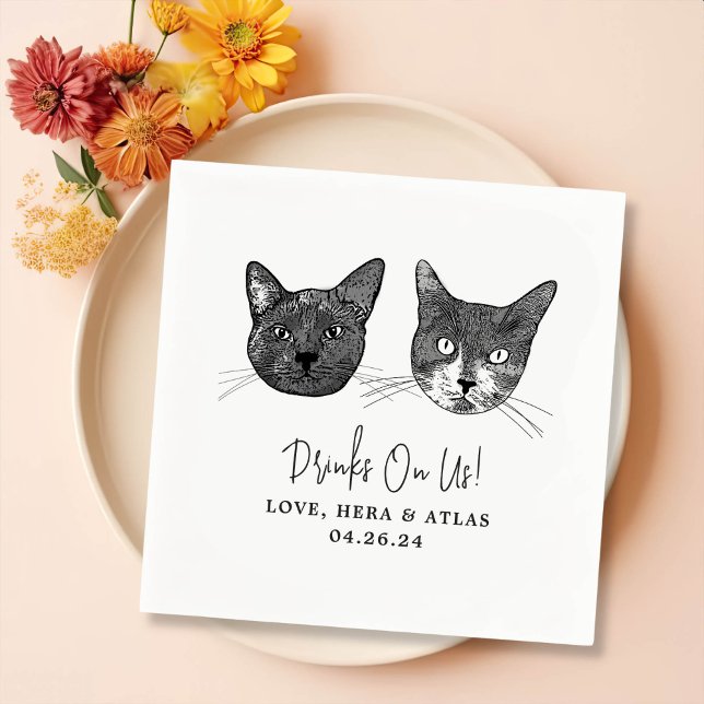 Custom Two Pet Cocktail Napkins Wedding (Creator Uploaded)