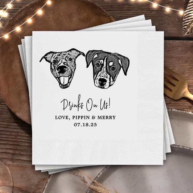 Custom Two Pet Cocktail Napkins Wedding (Creator Uploaded)
