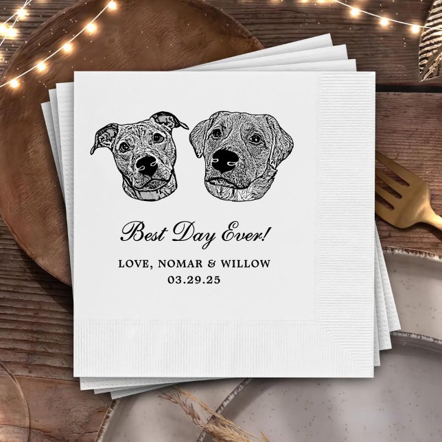 Custom Two Pet Cocktail Napkins Wedding (Creator Uploaded)