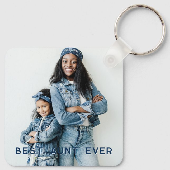 Custom Two Photo Best Aunt Ever Key Ring (Back)