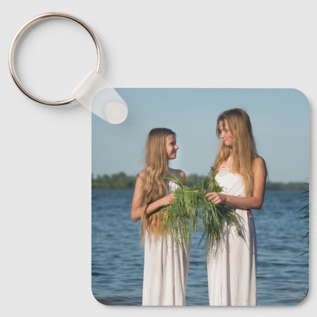 Custom Two Photo Double Sided Aluminium Keychain (Front)
