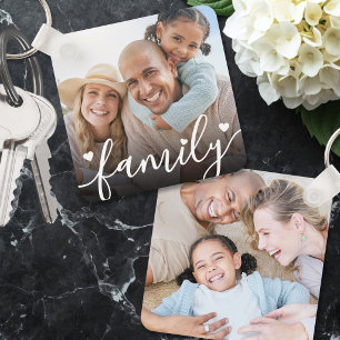 Custom Two Photo Double Sided Family Photo Key Ring
