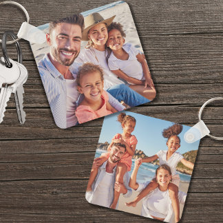 Custom Two Photo Double Sided Family Photo Key Ring