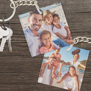 Custom Two Photo Double Sided Family Photo Key Ring