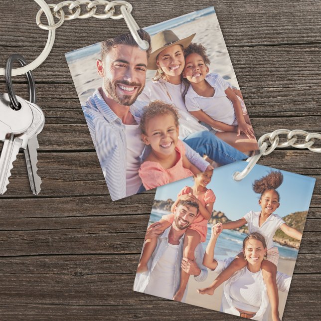 Custom Two Photo Double Sided Family Photo Key Ring (Custom Two Photo Double Sided Family Photo Keychain)