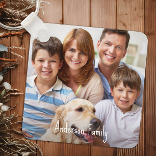 Custom Two Photo Family Double Sided Pets Kids Key Ring