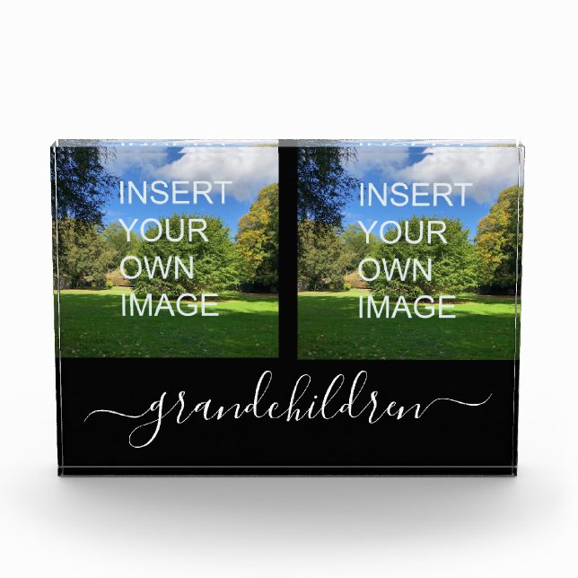 Custom Two Photo Grandchildren Script Block (Front)