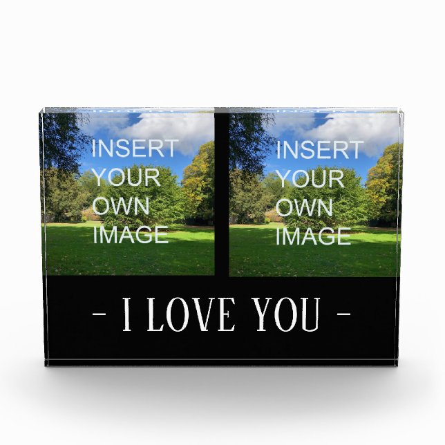 Custom Two Photo I Love You Typography Block (Front)