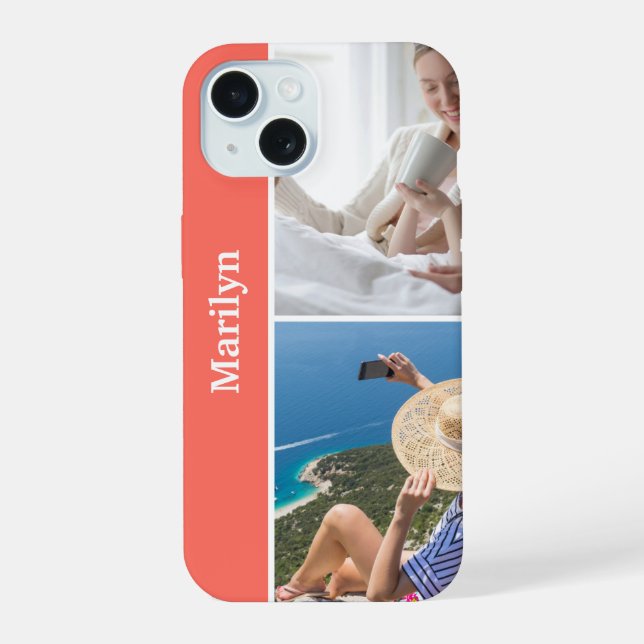 Custom Two-Photo iPhone Case with Name Case (Back)