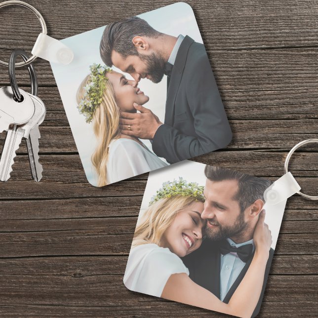 Custom Two Photo Newlywed Double Sided Wedding Key Ring (Custom Two Photo Newlywed Double Sided Wedding keychain)