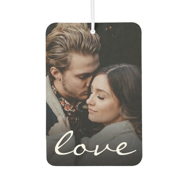 Custom Two Sided Photo Love Script Make it Unique  Car Air Freshener (Front)
