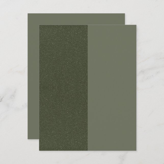 Custom Two-Tone Moss Green Flat Save The Date Card (Front/Back)