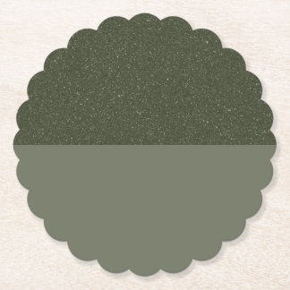 Custom Two-Tone Moss Green Scalloped Paper Coaster