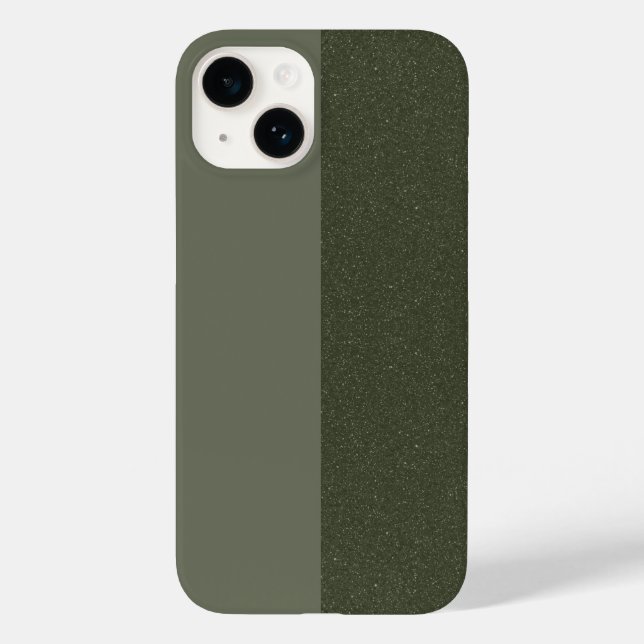 Custom Two-Tone Moss Green Texture iPhone 14 Case (Back)