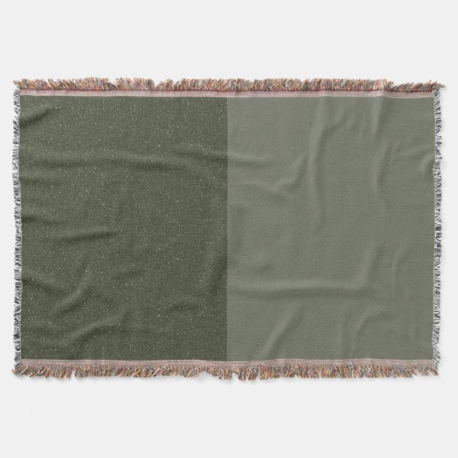 Custom Two-Tone Moss Green Textured Throw Blanket (Front)