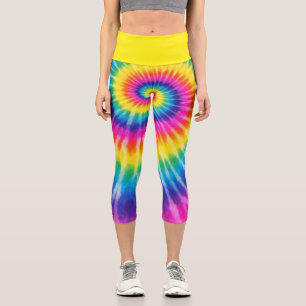 Custom Tye-Dye Retro Colorful Unisex Add Name Capri Leggings