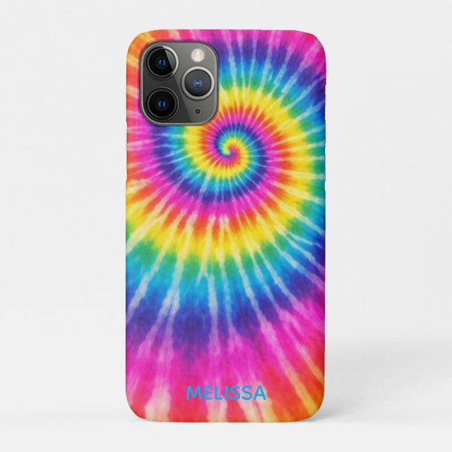 Custom Tye-Dye Retro Colourful Unisex Add Name  Case-Mate iPhone Case (Back)