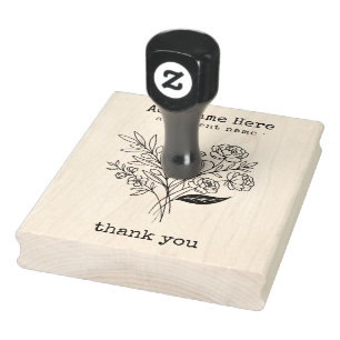 Custom Typewriter Floral Wedding Stamp