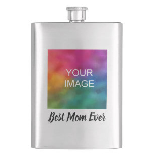 Custom Typography Best Mom Ever Cute Template Hip Flask
